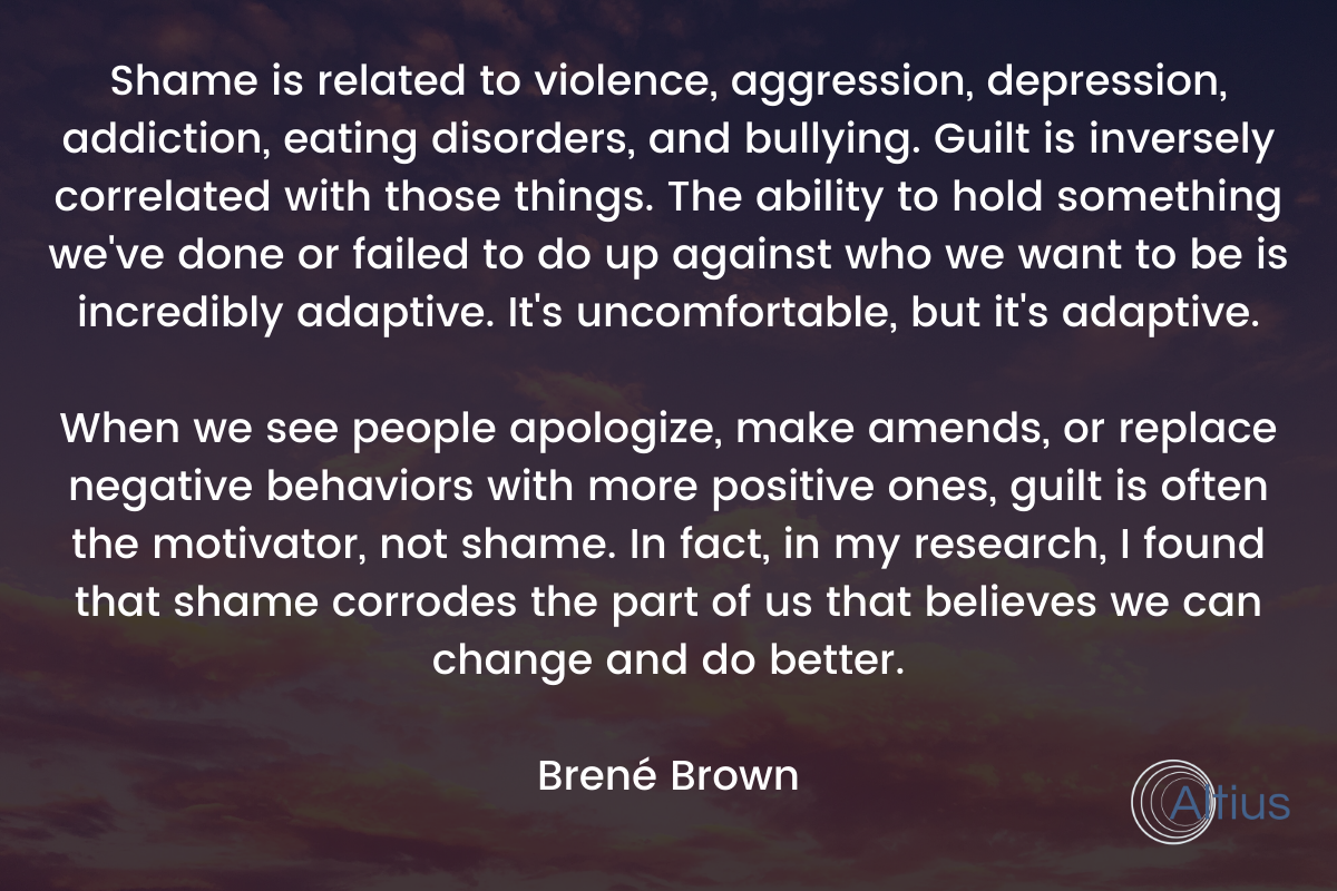 brene brown quote about shame and guilt